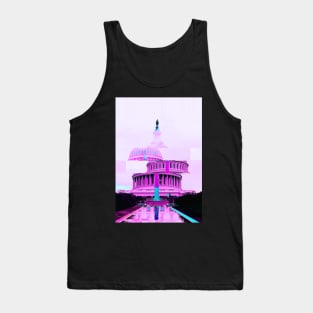 Washington DC Obelisk Washington Monument Capitol Building Glitch Art Tank Top